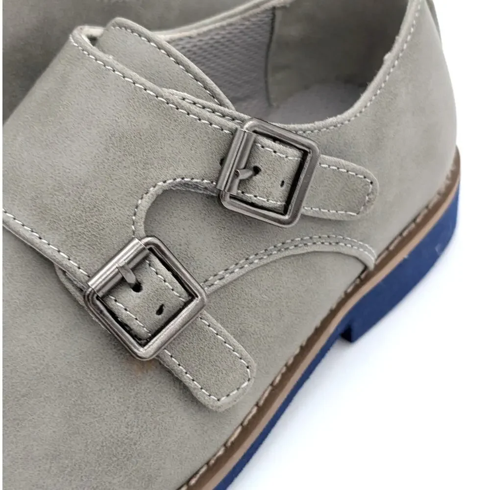 Deer Stags Harry Monk-Strap Loafer Shoes Boy's Gray/Blue Size US2M